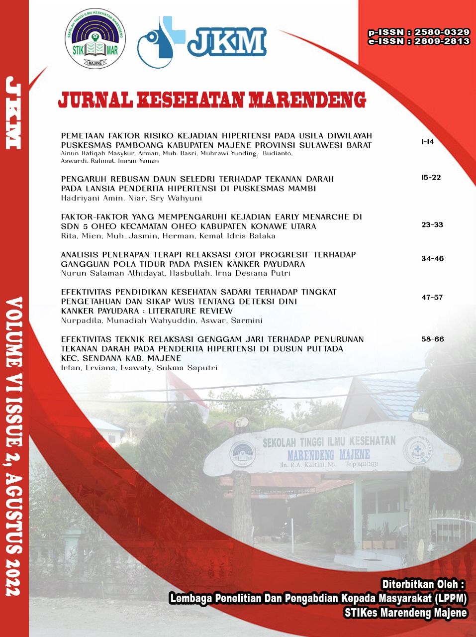 Vol. 6 No.2 (2022) ; Jurnal Kesehatan Marendeng (JKM)